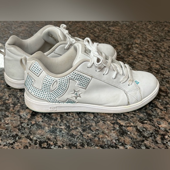 DC Shoes - DC women’s size 10 white leather with blue rhinestones.